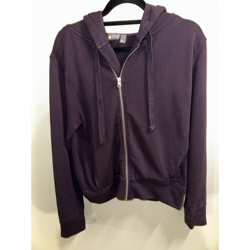 Zella Purple Zip Up Hoodie Jacket Size Medium M Asymmetrical Zipper Full Zip EUC